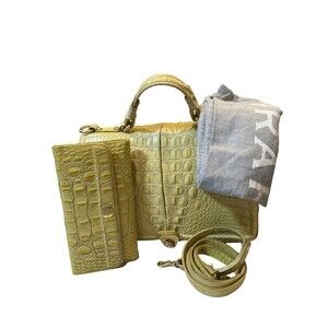 Brahmin Daffodil Melbourne Top Handle/crossbody Yellow Croc Embossed  Bag Set